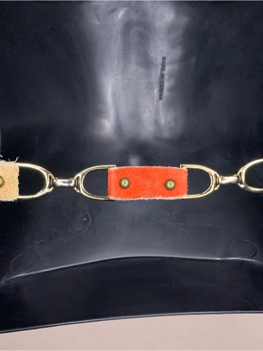 Vintage Small Western Belt Leather Multitone Red Tan Brown Gold Buckle Boho